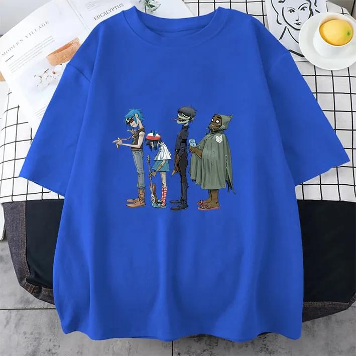 Musikkband Gorillaz PUNK ROCK T-skjorte Herre Kvinner Sommer 90-tallet O-hals Bomulls Kortermede T-skjorter Klær Vintage Y2K Clothing Tee