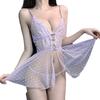 Sex Clothes Sexy Polka Dot Perspective Mesh Lace Crystal Buckle Suspender Nightdress Abstinence Suit