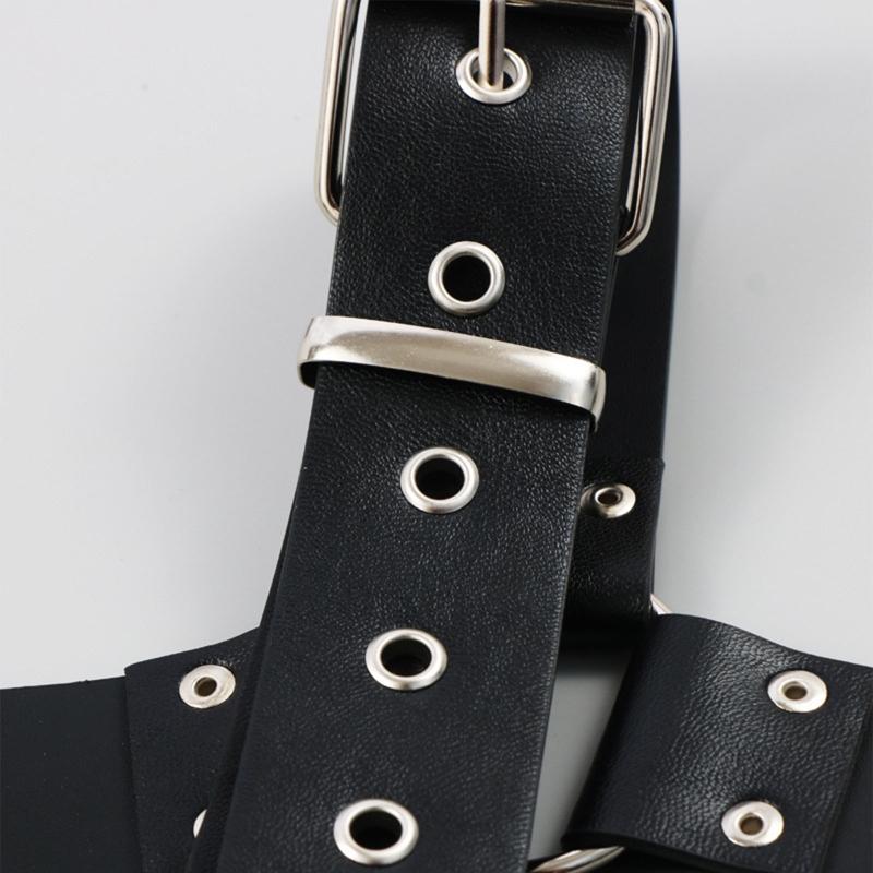 Punk Leather Harness Belt Underbust Corset Top With Strap Leather Suspender Belt Clubwear For Women To Wear Out