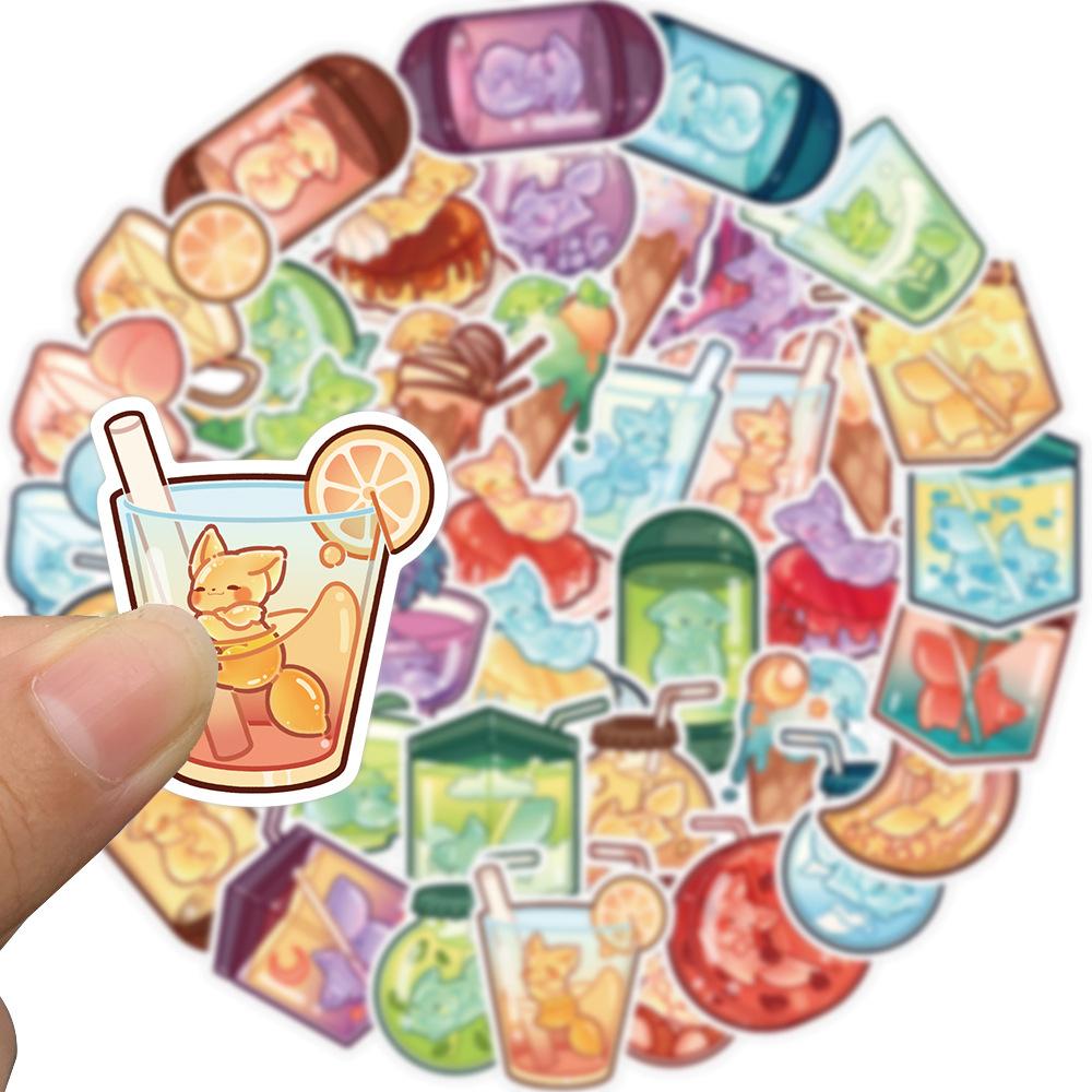 102040Pcs Cute Animal Fox Drink Stickers Decals Kids Toys Decoration Laptop Suitcase Scrapbook Phone Wall Stationery Sticker