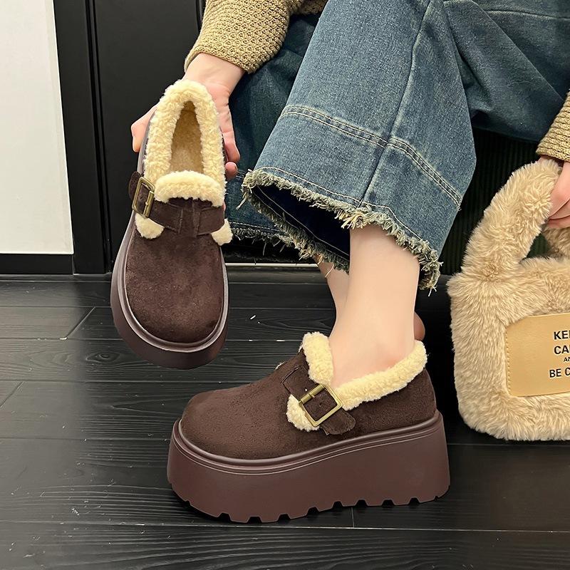 Women's thick-soled winter lightweight warm fur one padded snow boots non-slip wear-resistant casual sneakers cotton boots