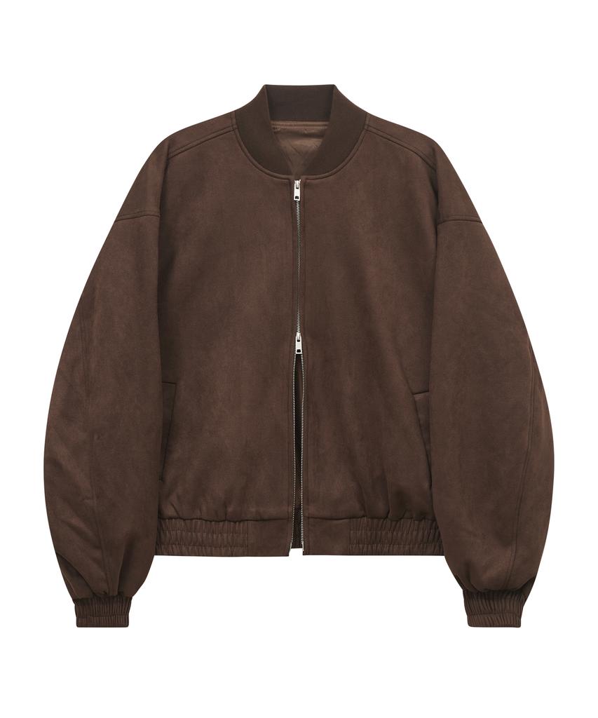 Standarderror 87-Stan059 Minimal Two-Way Suede Blouson Jacket Brown