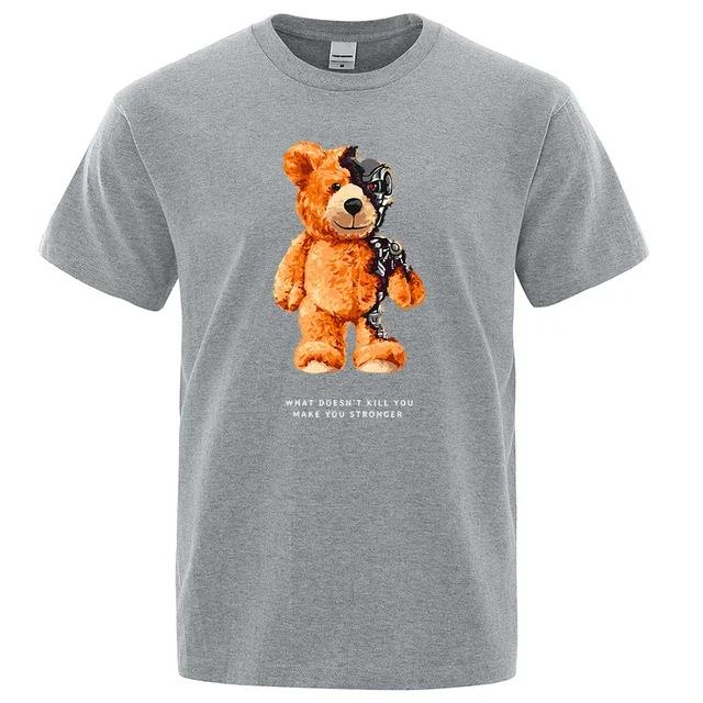 T shirt Men Short Sleeve Teddy Bear Show You What I Am Really Look Like T-Shirt Oversized Cotton Tees Fashion Casual Clothing