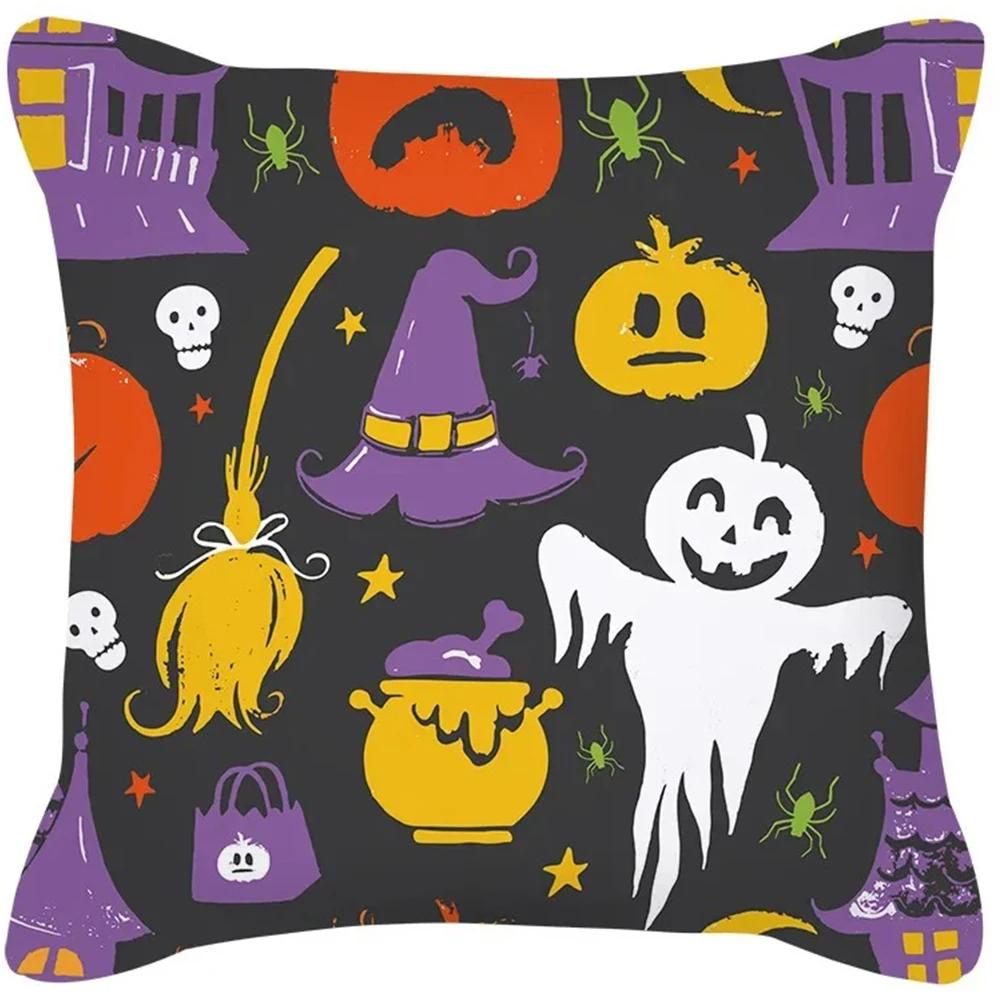 Halloween Decoration Cushion Pumpkin Cat Ghost Pillow Sleeve Is Suitable for Home Living Room Sofa Room Decoration