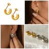 European C-Shaped Semi-Circular Earrings, 18K Gold-Plated Stainless Steel, Personalized Design for Women