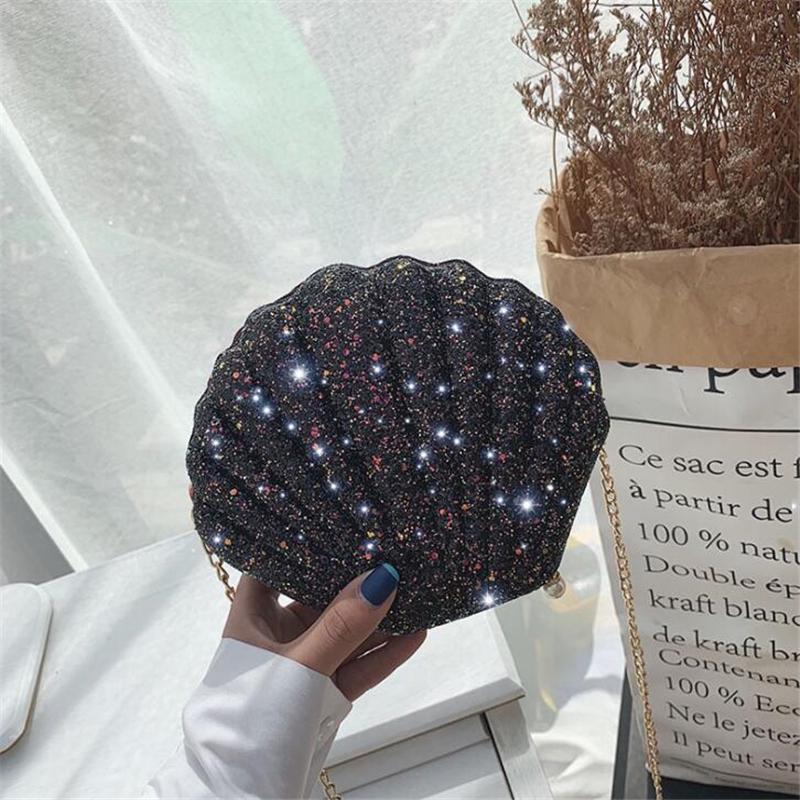 Borse a conchiglia con perle con paillettes laser Borsa a tracolla da donna Borsa a tracolla a catena femminile Pochette da donna
