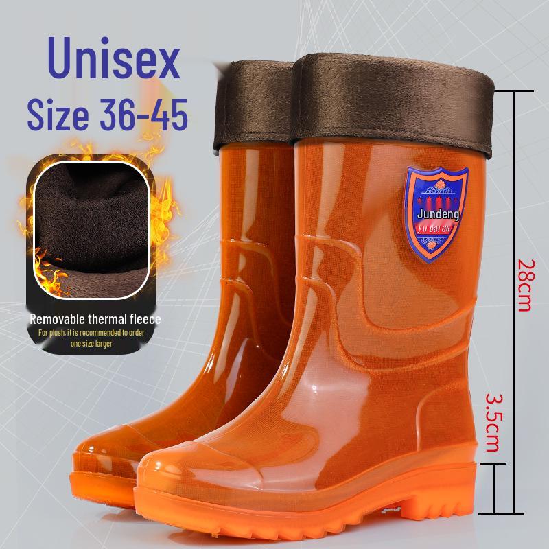 Men's Tan Quick-Dry High-Top Rain Boots - Waterproof, Non-Slip, No-Mesh Rubber Shoes