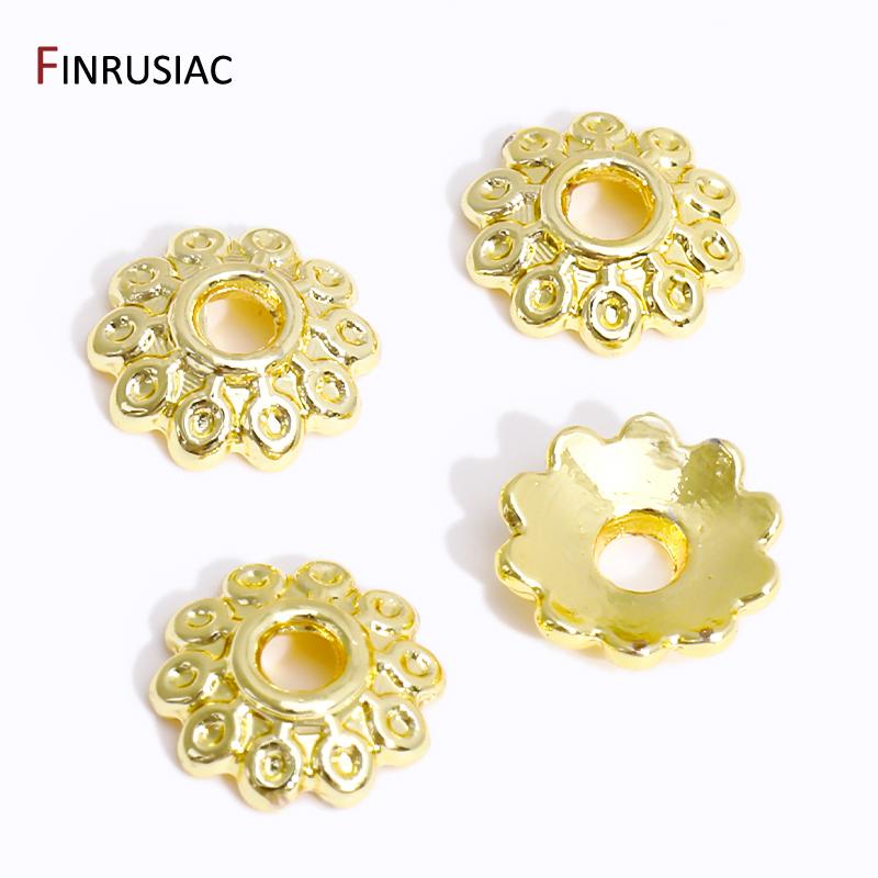 DIY Bracelet Necklace Making Supplies 14/18K Gold Plated Brass Beads Caps Flower End Caps For Beading Jewelry Making Accessories