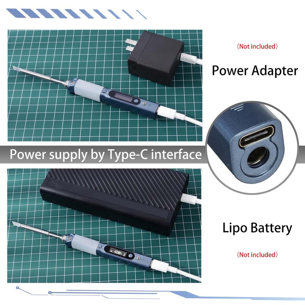 Mini Cordless Electric Soldering Iron Station Soldering Iron Adjustable Temperature Digital Display with Solder Tip 60W