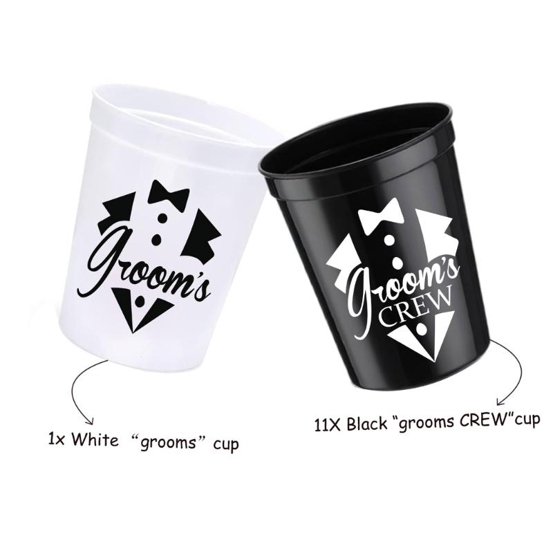 Reusable Grooms To Be Plastic Cups Tumblers Large Capacity Drinking Cups Set for Wedding Reception Decoration 5Pcs