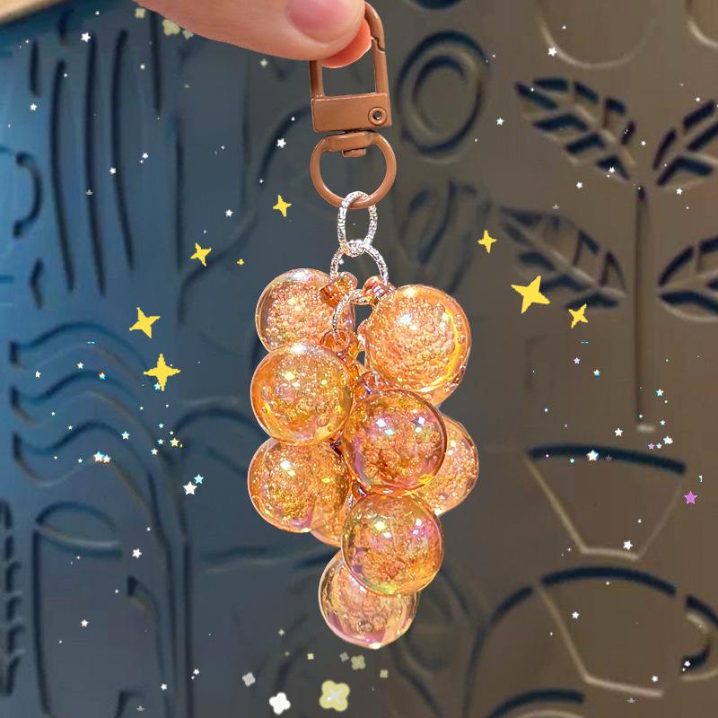 Charming Transparent Acrylic Grape Cluster Keychain - Women's Handbag Accessory & Small Gift