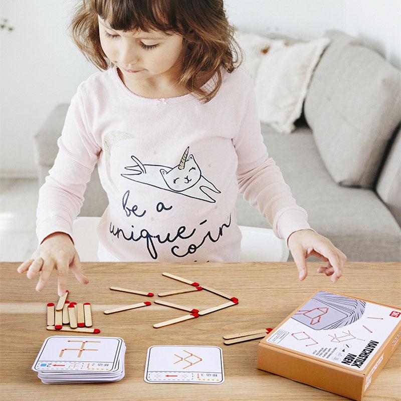 Montessori Streichhölzer Puzzlespiel Holzspielzeug DIY Mathematik Geometrie Brettspiel Denkspiel Streichholz Logik Training Lernspielzeug für Kinder