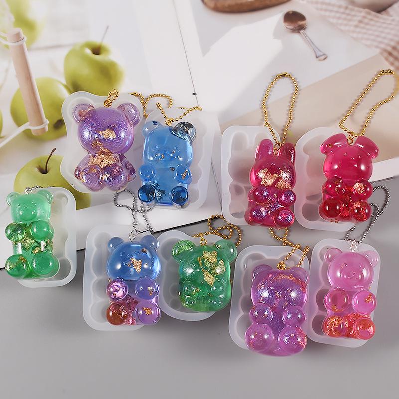 Poppy Drop Resin Mirror Little Bear, Rabbit, Mouse Silicone Mold for DIY Keychain Pendant