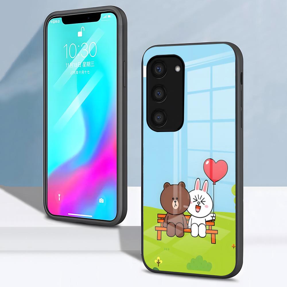 

L-Line F-Friends Lovers Phone Case For Samsung S26 S25 S24 FE S23 S22 S21 Plus S20 Ultra Note20Ultra Black Glass Cover Galaxy S24