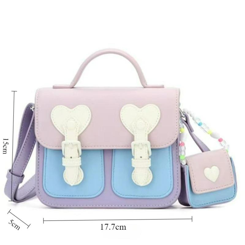 2025 New Color Contrast Women Crossbody Bag Fashion Female Handbag Brown Purple Shoulder Bag with Small Earphone Bag On Side
