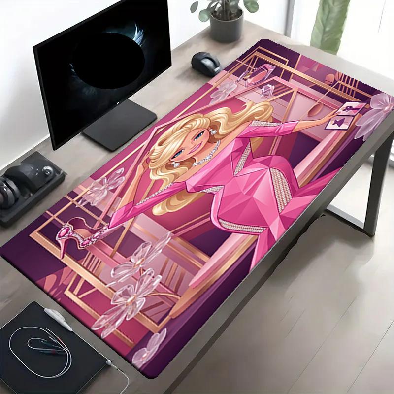 Barbie Print Mouse Pad, Anti‑Slip Desktop Keyboard Mat, for PC Laptop Gaming Working Daily Use, Cool Festival Surprise Gift