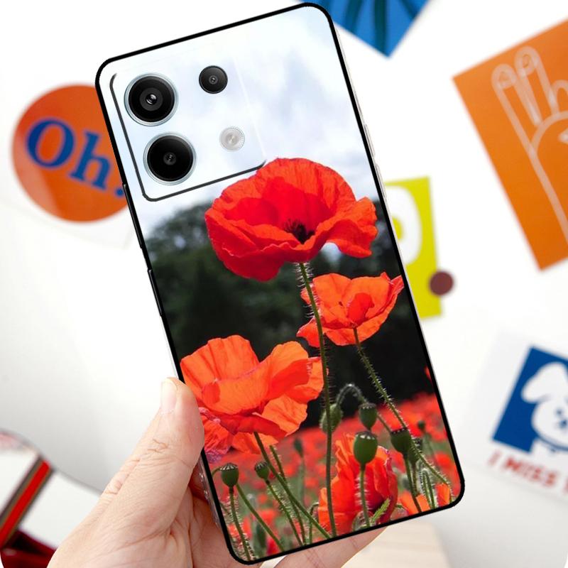Red Corn Poppy Flower Funda For Xiaomi Redmi Note 14 10 11 12 13 Pro 11S 12S Case For Redmi 15 15C 13C 12C 10C 14C