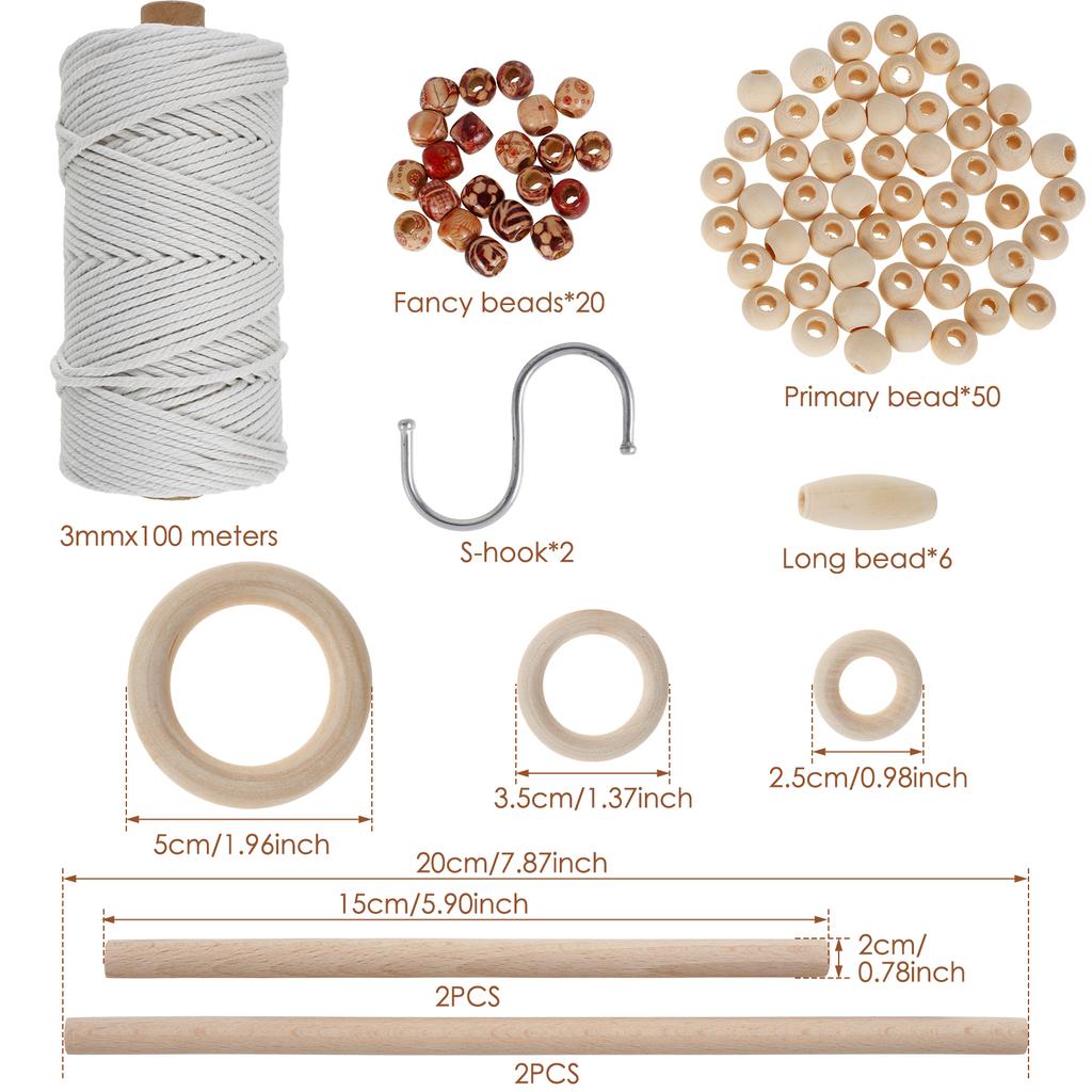 Macrame Beginner's Kit Natural Cotton Rope Macrame Wall Hanging Kit Complete Macrame Making Kit DIY Macrame Supplies