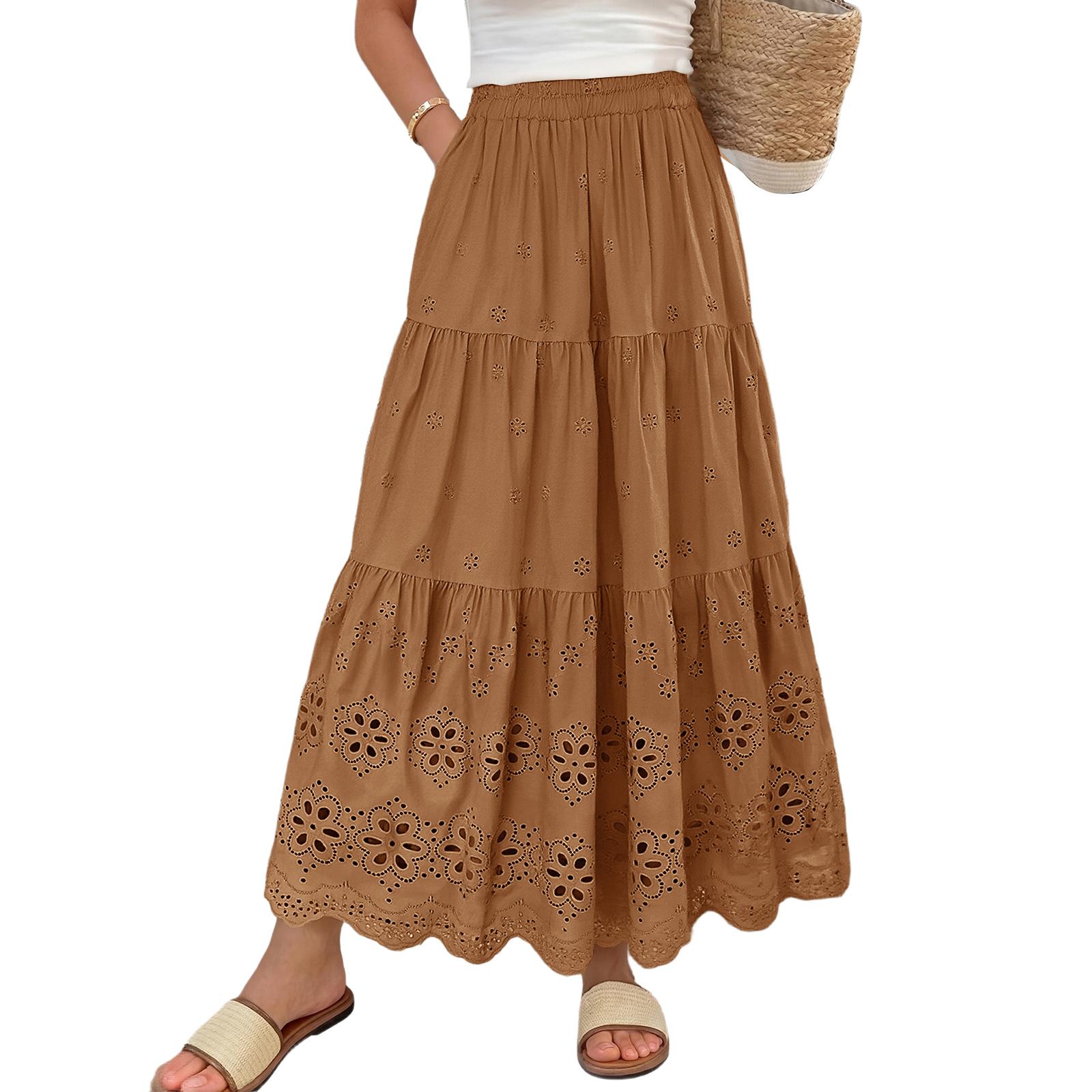 Women s Casual Cute Stretch High-Waisted -Eye A-Line Maxi Dress One Size хаки