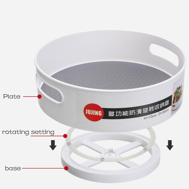 1pcs Display Kitchen Bathroom Party Rack 360 Rotating Storage Rack Multifunctional Non-slip Plastic Rotating Storage Tray