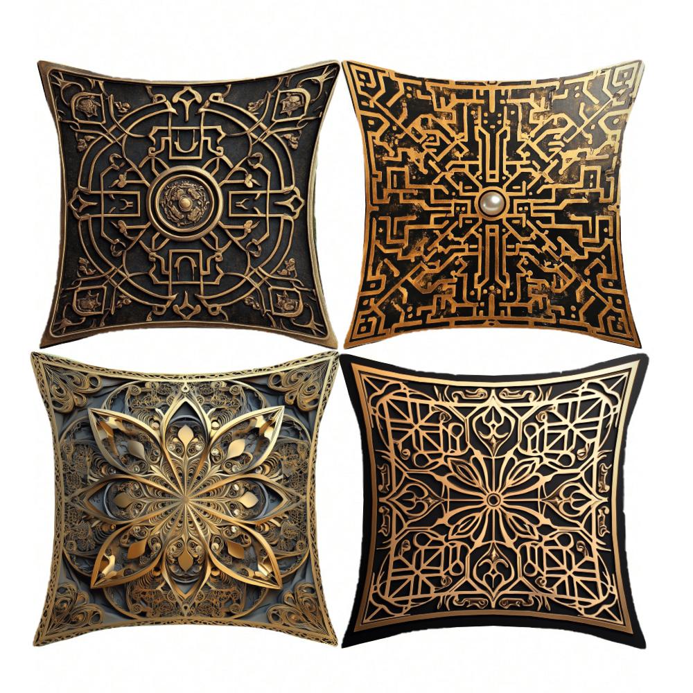 High-end Textured Retro Printed Pattern Throw Pillow Cover Polyester Cushion Cover Home Decor Pillow Cover with Zipper