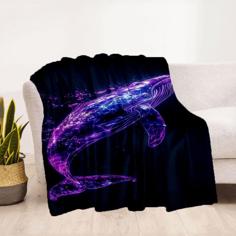 Neon Whale Phone Case Cover for iPhone Samsung GalaxyBlanket Flannel Throw Blanket for Sofa, Bed, Travel, Camping, Office, Couch, Chair, And