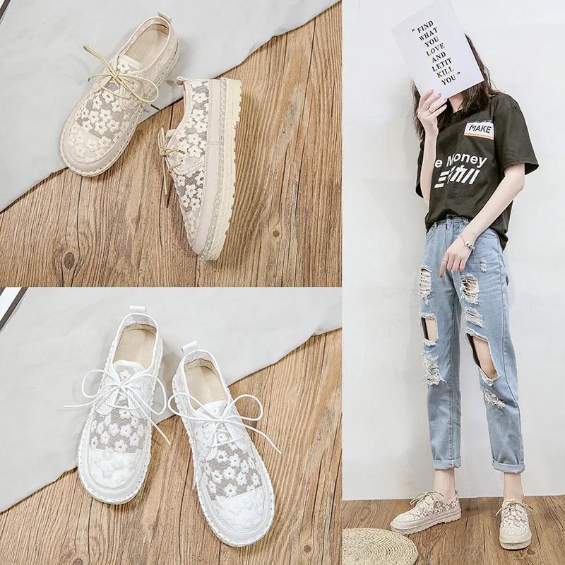 Spring Single Shoes Women's Net Yarn British Style Small Leather Shoes Trifle Soft Sole Set Foot Sandals Student Flat Sandalsnew