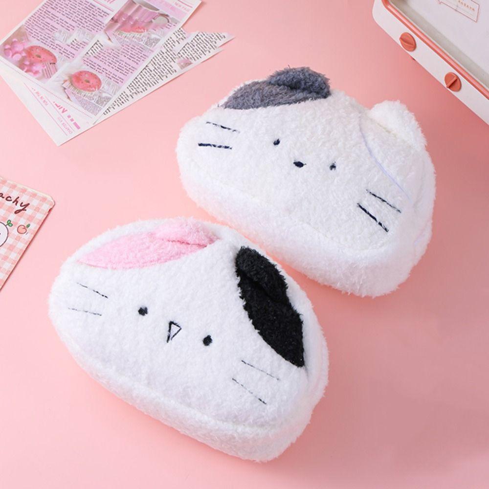 Large Capacity Cat Pencil Pouch Dirt-proof Cartoon Plush Pen Bag  Teens Girls Boys
