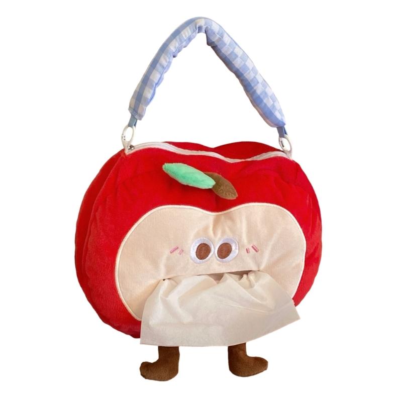 Creative Apples Shaped Fabric Tissue Box Holder Hanging Hook Space Saving Storage Case for Car And Office Environment