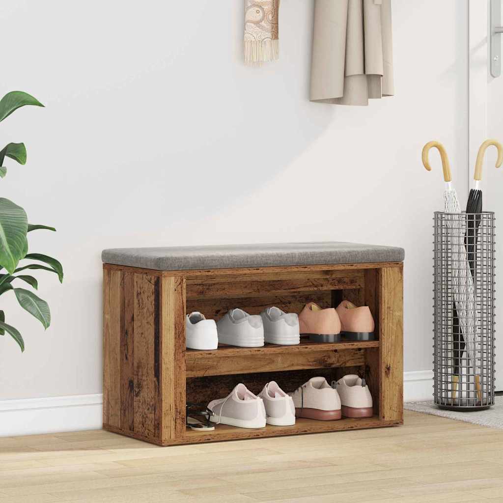 Shoe Rack with Bench Reclaimed Wood Look 75 X 35 X 45 Cm Engineered Wood