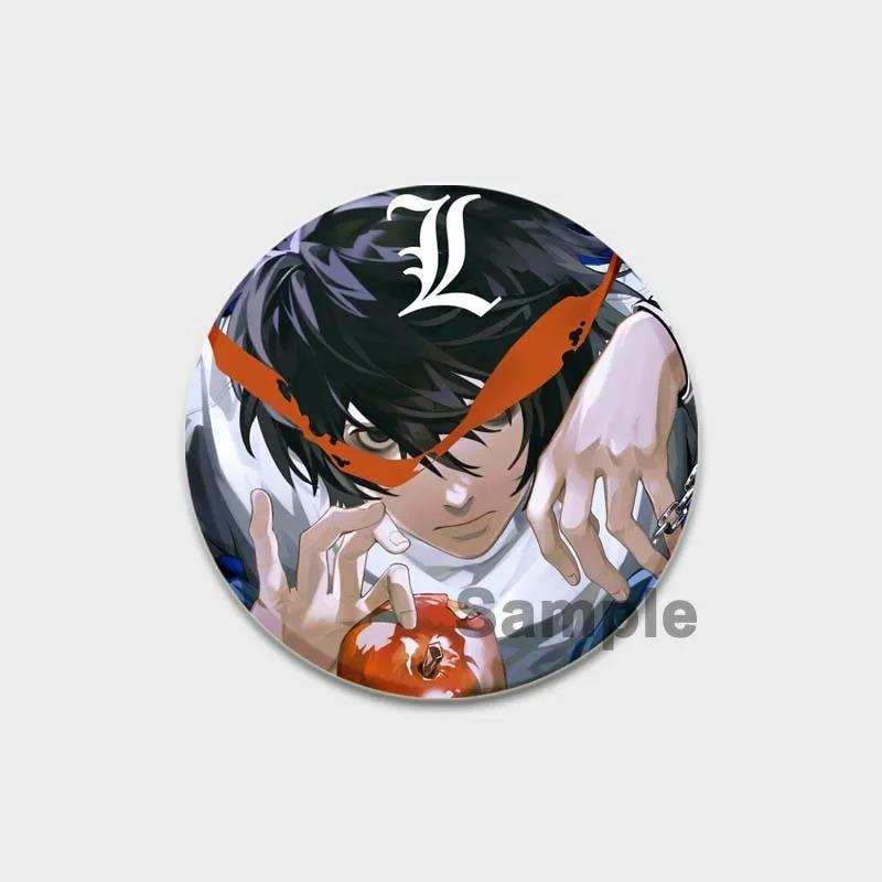 32/44/58MM Japanese Anime Death Note Enamel Pins, Round Brooch, L Killer, Yagami Light, Cosplay Badge, Backpacks Jewelry, Xmas Gifts