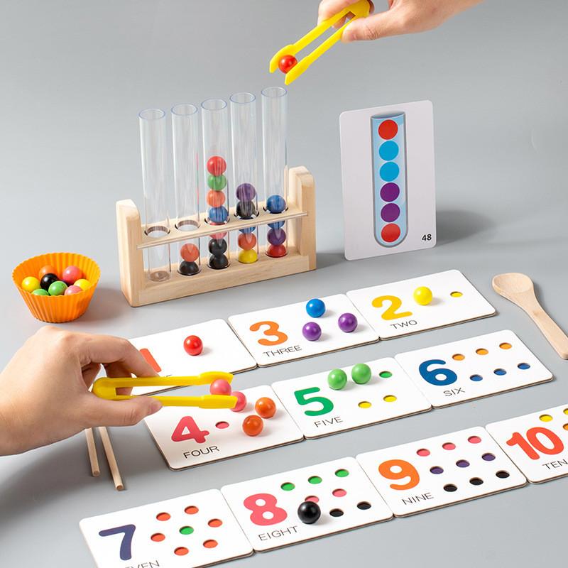 Wooden Montessori Addition And Subtraction Math Toy With Bead Matching For Early Learning