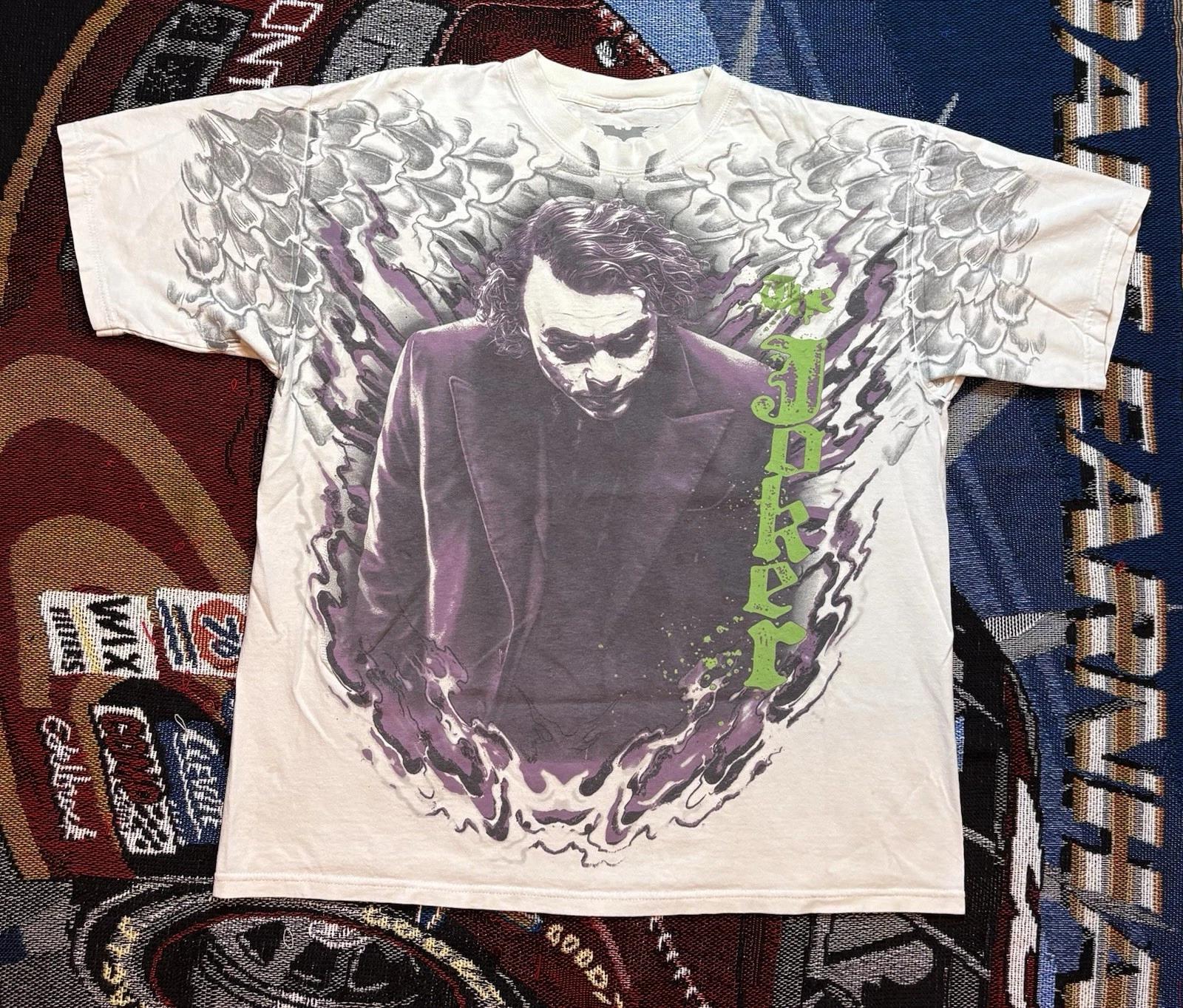 Vintage Dark Knight The Joker Shirt All Over Print Men’s XL White 2000s Y2K M