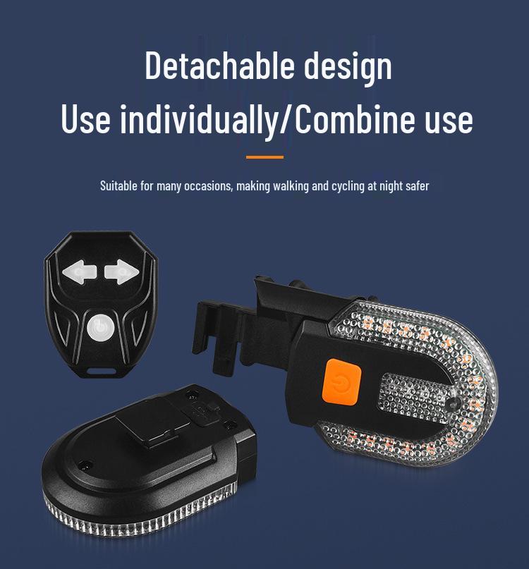 USB Rechargeable Wireless Bicycle Turn Signal Tail Light with Sound Alerts and Flash Warning