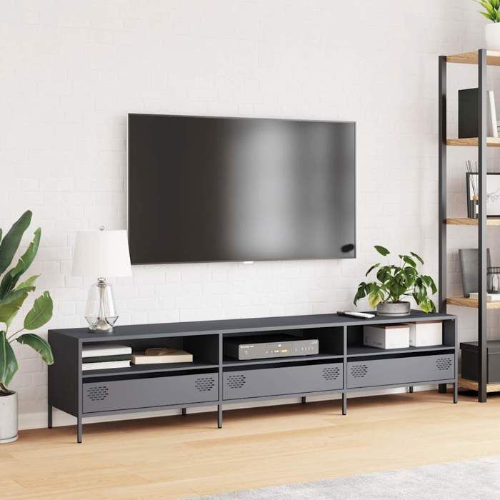 VidaXL TV Stand Anthracite 202x39x43.5 Cm Cold-rolled Steel, TV Stand, TV Buffet, Hi-fi Cabinet, TV Bench, Cabinet In 851348
