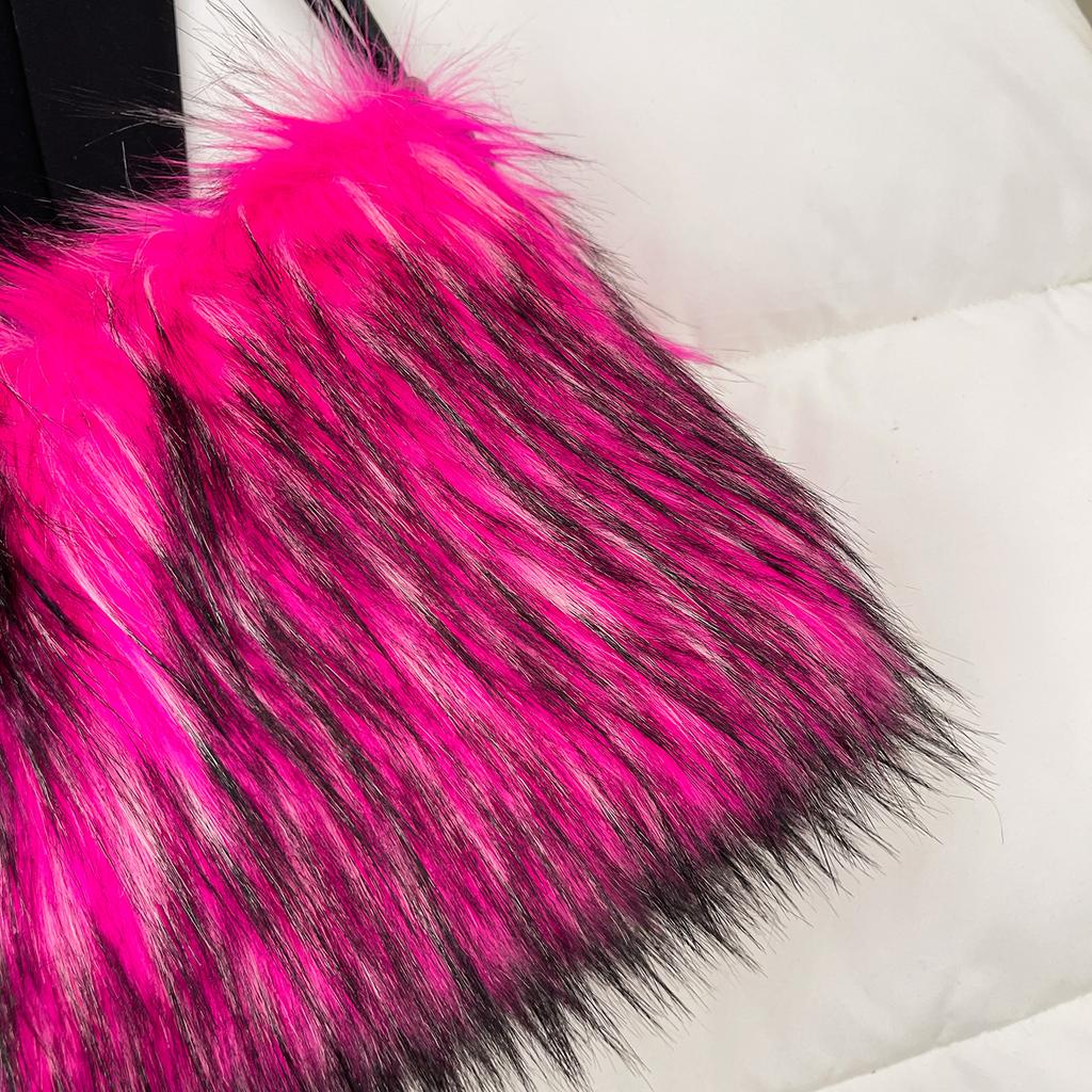 Winter Casual Furry Crossbody Shoulder Bags For Women Solid Color Soft Plush Ladies Clutch Purse Handbags Lightweight Female Hobos Bag