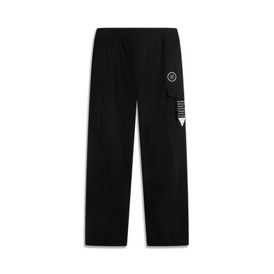 Li Ning Wade Series Letter Mid Waist Comfortable Breathable Versatile Straight Casual Pants Men Bottoms Black AKXU661-1