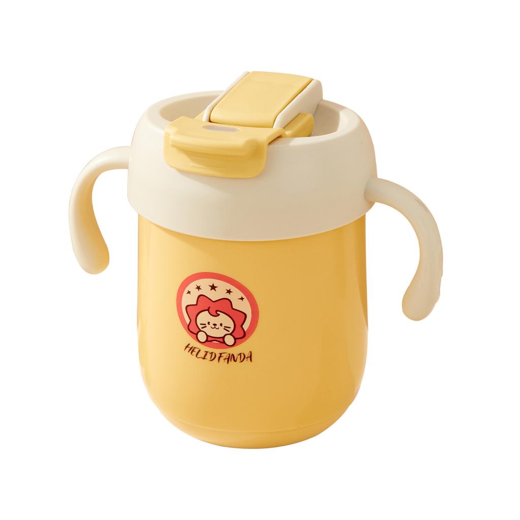 360ml Double Drink Water Bottle Kid 304 Stainless Steel Anti-scalding Drinking Cup With Straw&Handle Children Drinkware