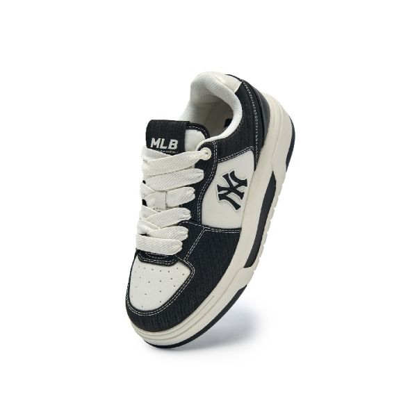 MLB New York Yankees Color Block Soft Rubber Double Lace Thick Sole Sneakers Unisex Sneakers 3ASXL116N-50BKS