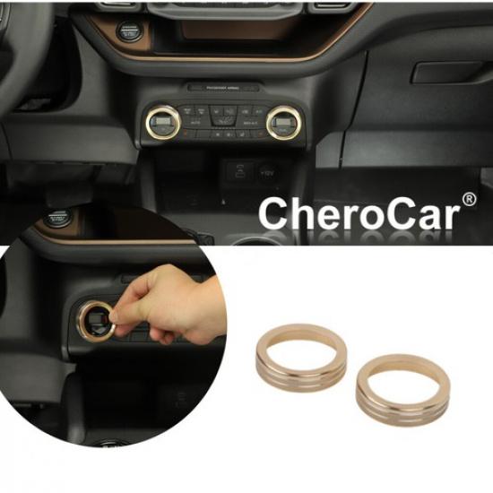 2pcs Gold Car Air Condition Switch Knob Trim Ring For Ford Bronco Sport +