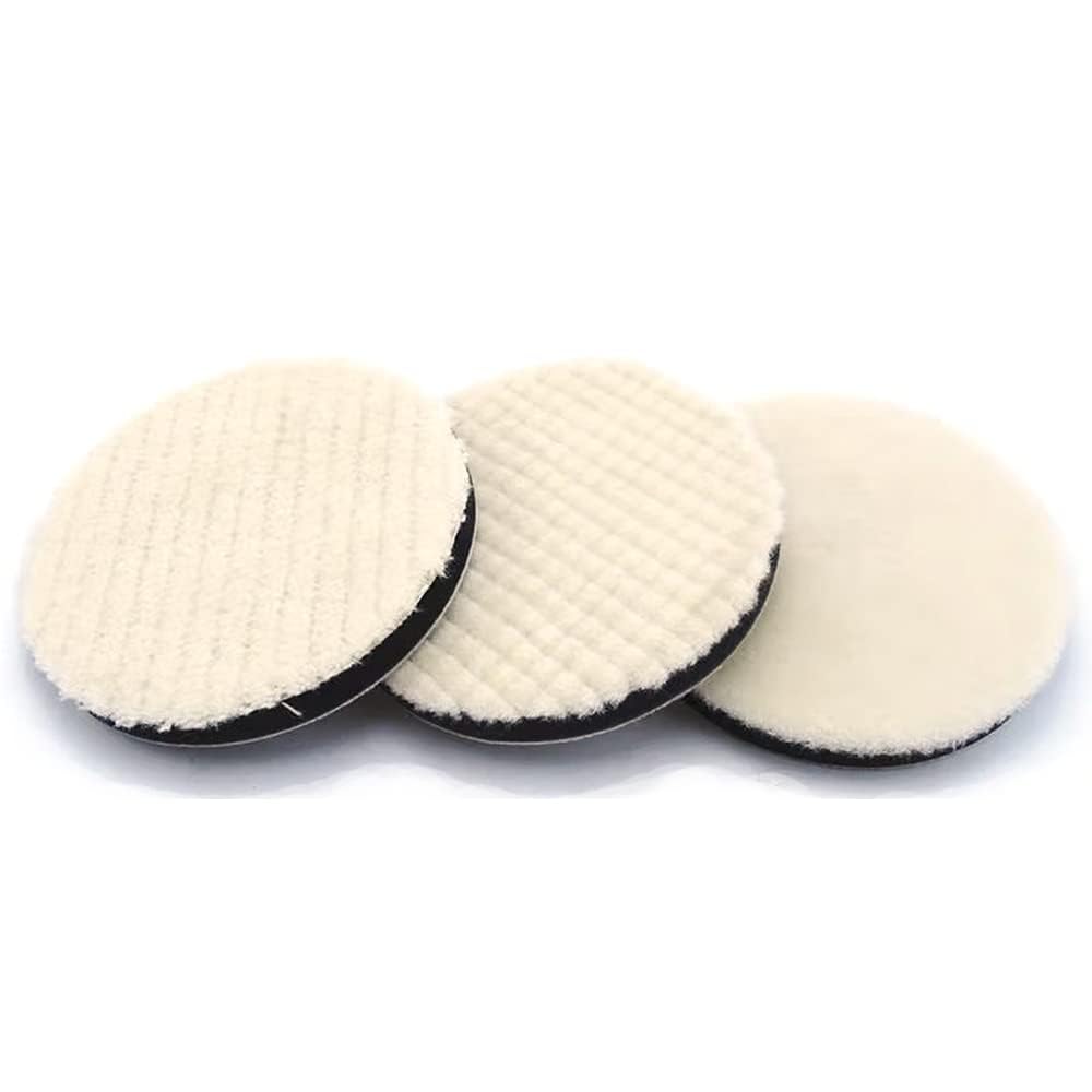 Wool Buffing Pads for Car Each of and Fine 16mm for Electric Car Wool Buffing Car Mirror Finish Polishing, 125mm, 3-Pack (1 Coarse, Medium, Grit,