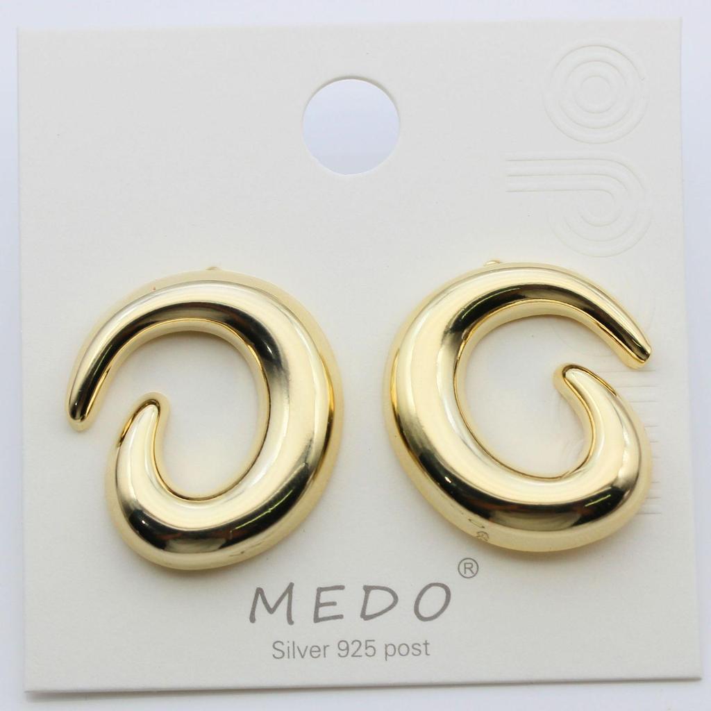 Exquisite Light Luxury Swirl Textured Gold Stud Earrings