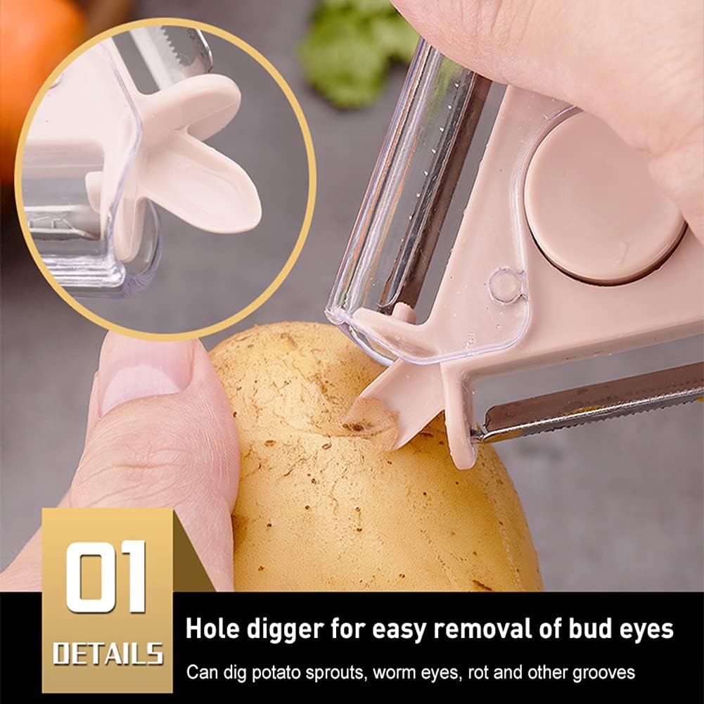 Cozevdnt 3-in-1 Multifunctional Peeler Metal Vegetable and Fruit Peeler