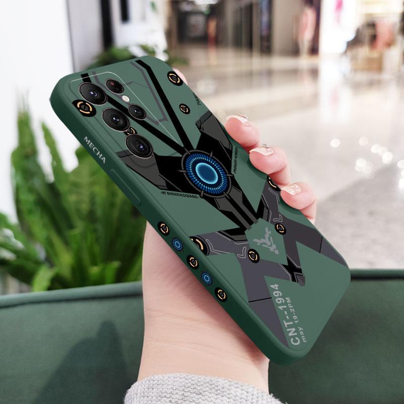 

Mech Style Phone Case For Samsung Galaxy S24 S23 S22 S21 S20 Ultra Plus FE S10 S9 S10E Note 20 Ultra 10 9 Plus Cover Galaxy S24 Plus темно-зеленого