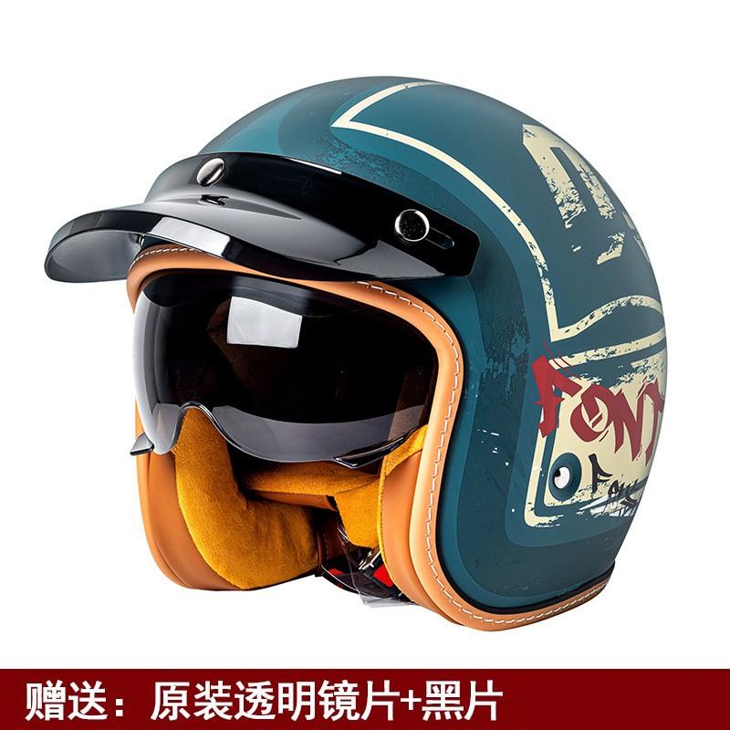 Vintage-Style 3/4 Open Face Motorcycle Helmet Men Women UV Protection All-Season Scooter Bike Riding Gear