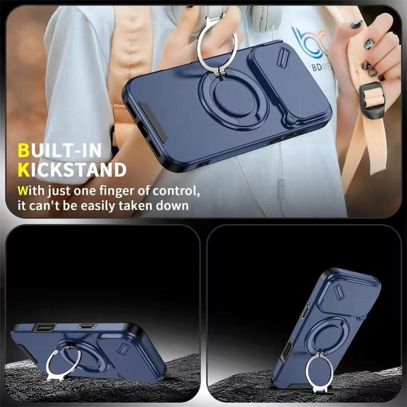 Husă Robustă cu Suport Magnetic pentru iPhone 17 16 15 14 13 12 11 Pro Max 16 și 17 Air Suport Inel Glisant Protecție Cameră