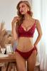 Damenmode Neue Unterwäsche-Sets Burgunderrotes Strap-on-Stilvolles Bustier-BH-Set für Damen