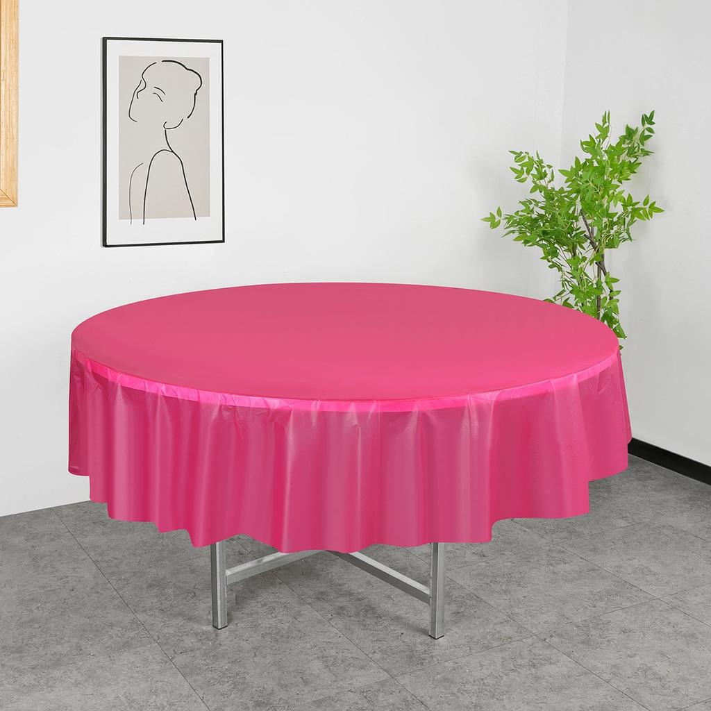 4er-Pack Premium Einweg-Plastiktischdecke 84" Runde Tischabdeckung für Geburtstage, Hochzeiten, Weihnachten, Jubiläen