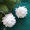 2/3Pcs White Christmas Ball Ornaments Glitter Flower Foam Ball Decoration Xmas Tree Hanging Pendant for Holiday Party Wedding Home Decor