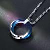 Stylish Titanium Steel Triple-Ring Pendant Necklace for Men and Women - Hip-Hop Inspired Sweater Chain Accessory